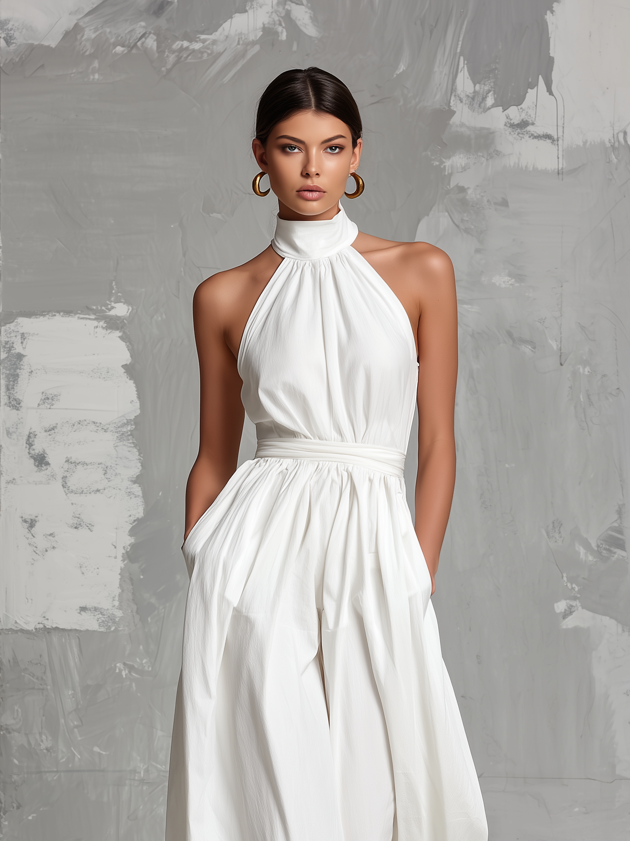Francesca - elegante, senza maniche, con scollo all'americana e lavorazione intrecciata