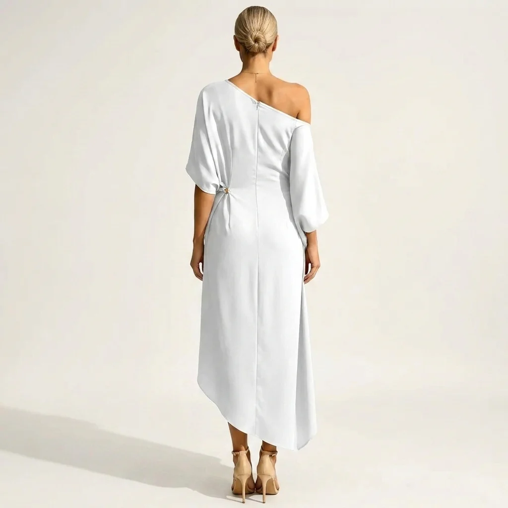 Orlean | Abito monospalla asimmetrico drappeggiato