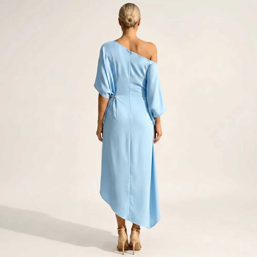 Orlean | Abito monospalla asimmetrico drappeggiato