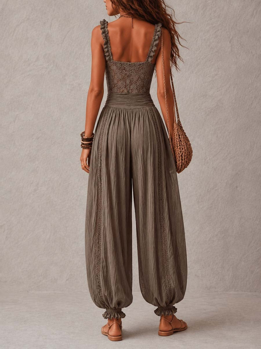 Wanda · Completo con fascia in pizzo grigio e culotte plissettate